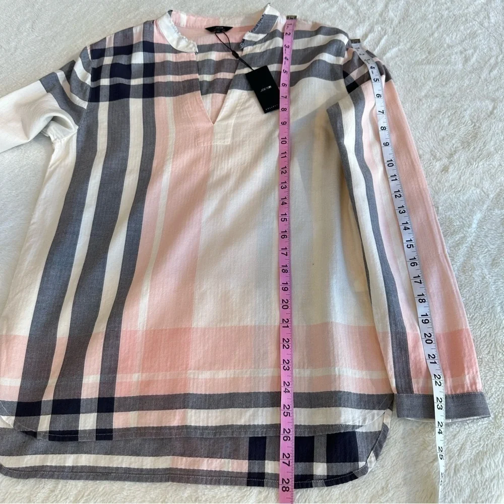 Joe’s NWT Cotton Ivory Pink Gray V-neck Long Sleeve Blouse S